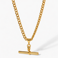 Gold necklace with a clasp on a white background

